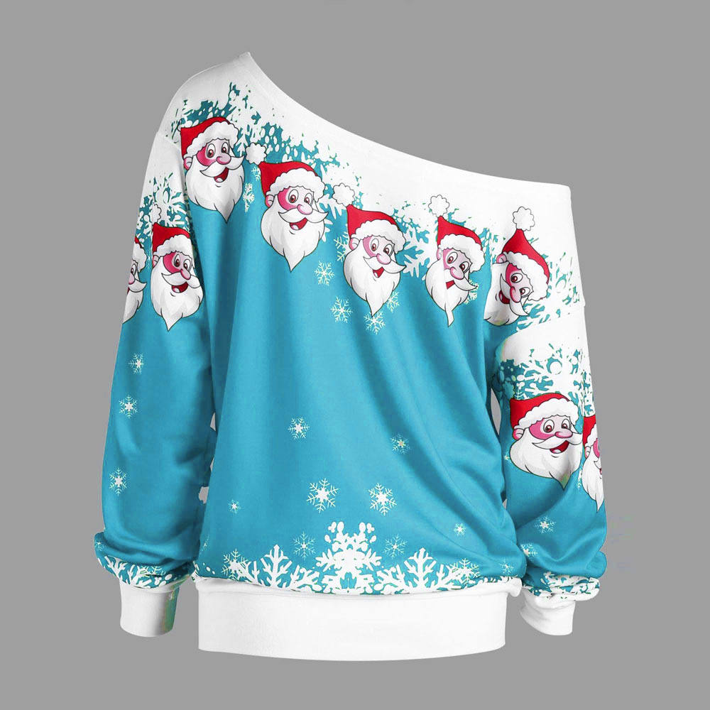 Title 5, One-shoulder Santa Claus sweater