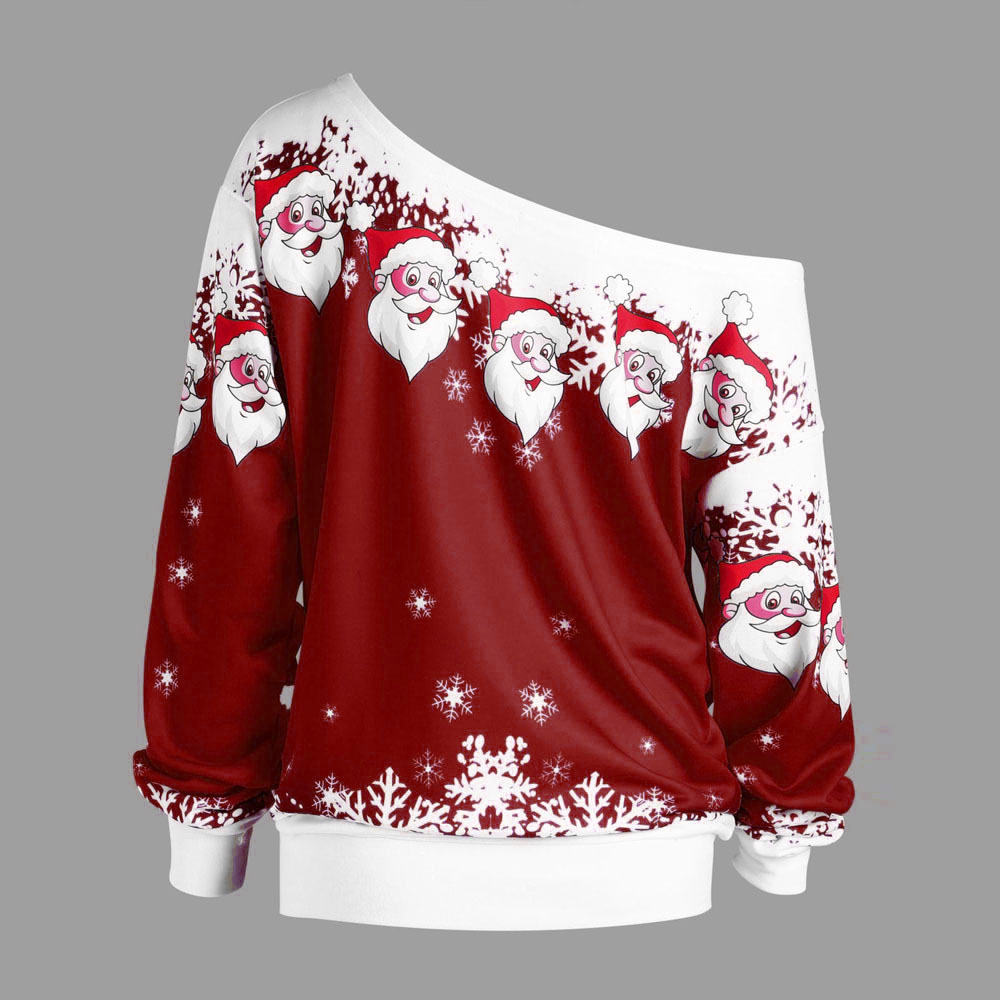 Title 7, One-shoulder Santa Claus sweater