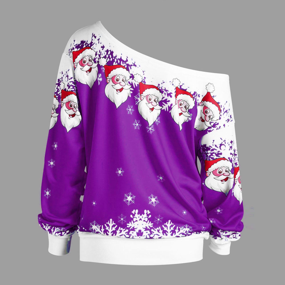 Title 9, One-shoulder Santa Claus sweater