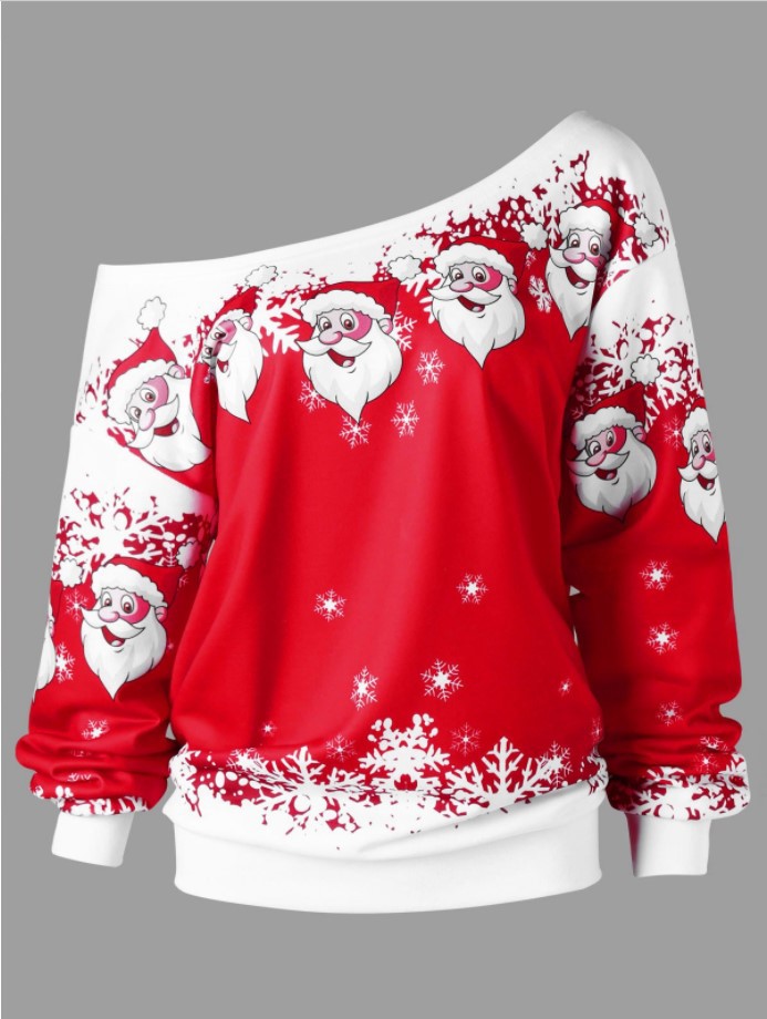 Title 10, One-shoulder Santa Claus sweater