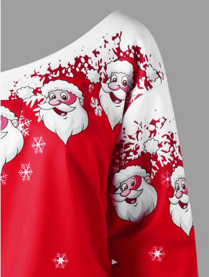 Title 12, One-shoulder Santa Claus sweater