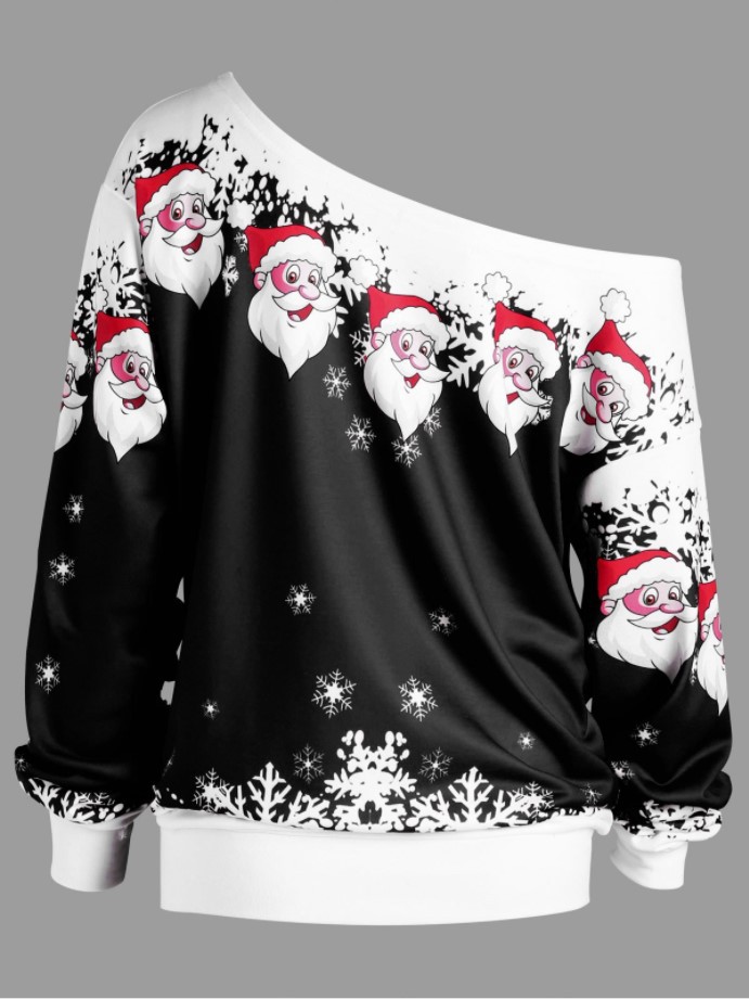 Title 17, One-shoulder Santa Claus sweater