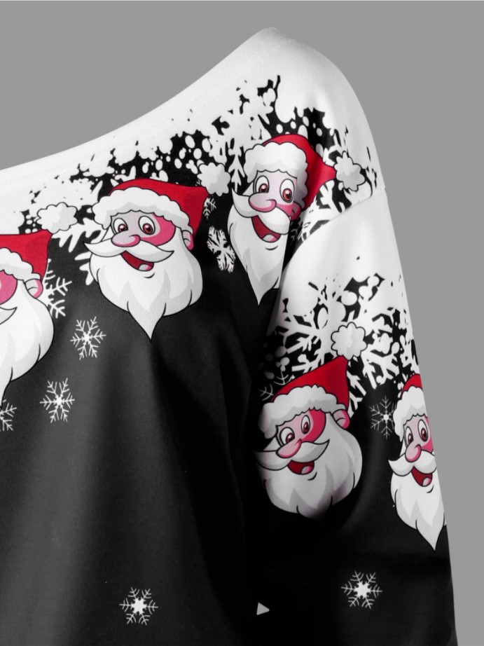 Title 18, One-shoulder Santa Claus sweater