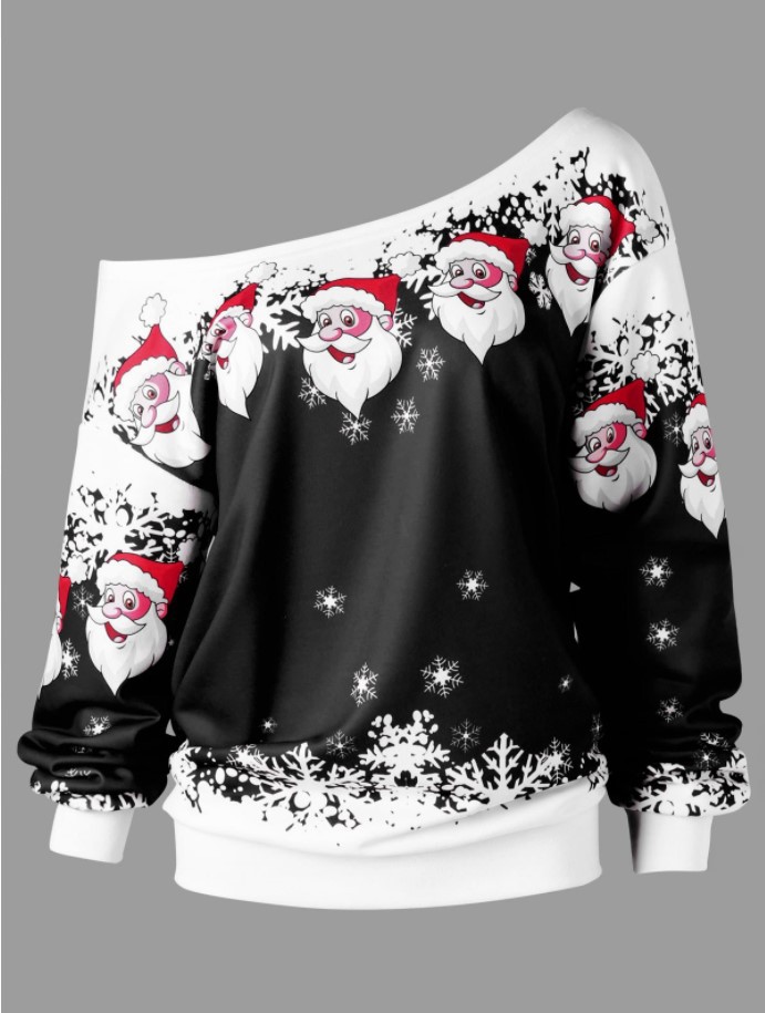 Title 20, One-shoulder Santa Claus sweater