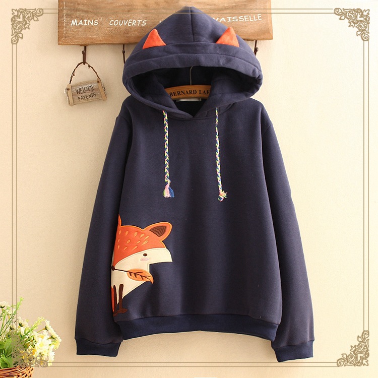 Title 14, Fox embroidered patch hoodie