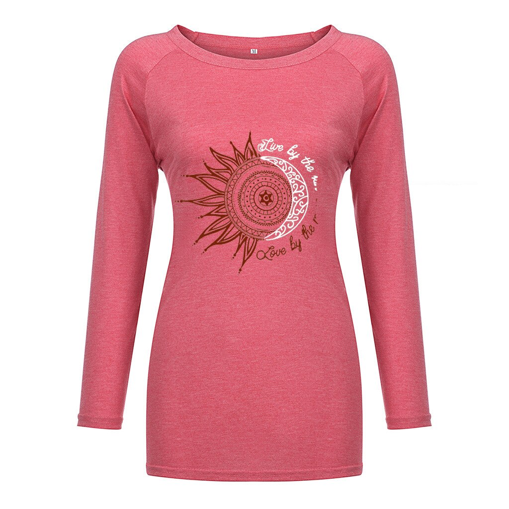 Title 13, Loose round neck sun flower letter print long s...