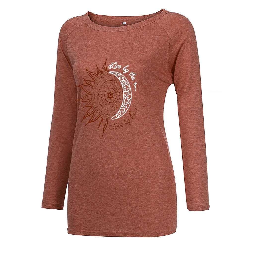 Title 14, Loose round neck sun flower letter print long s...