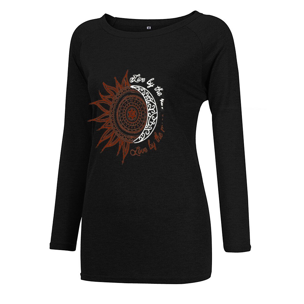 Title 15, Loose round neck sun flower letter print long s...