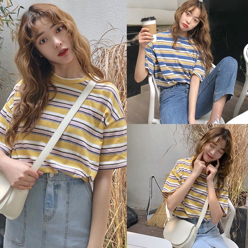 Title 1, Striped loose short sleeve T-shirt