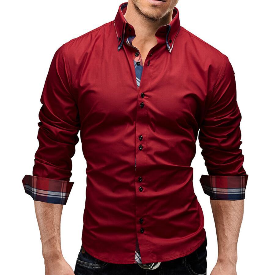 Title 2, Camisa clásica interior slim para hombre Elegan...