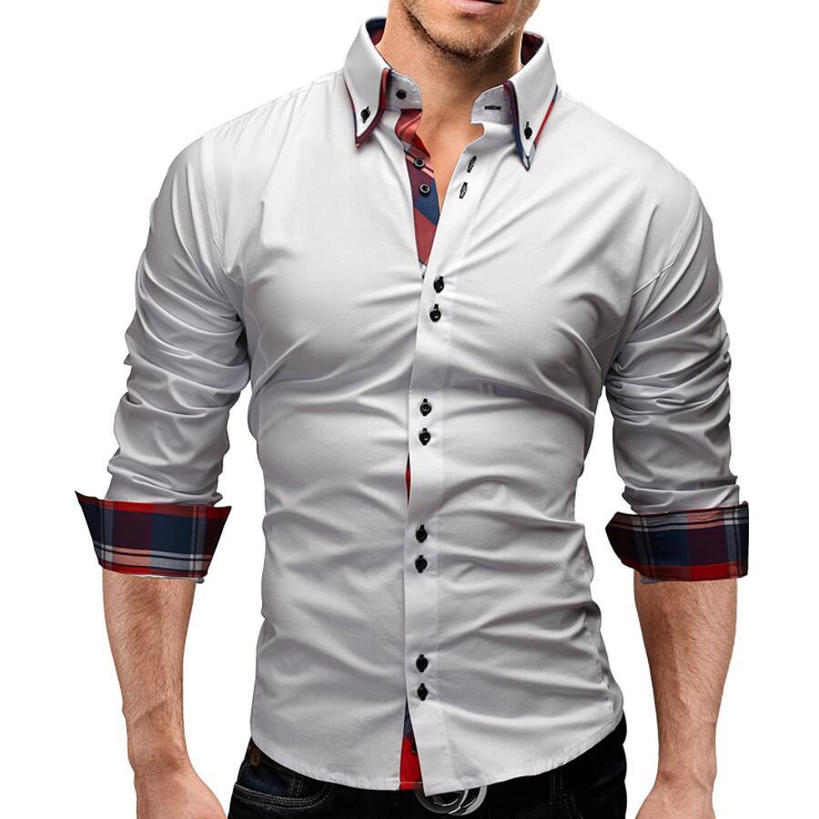 Title 4, Camisa clásica interior slim para hombre Elegan...