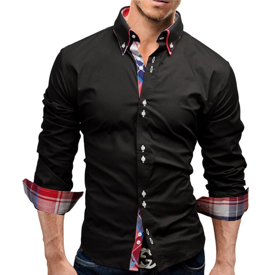 Title 6, Camisa clásica interior slim para hombre Elegan...