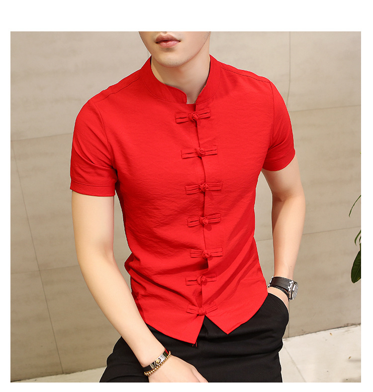 Title 1, Chinese style solid color shirt for men, elegan...