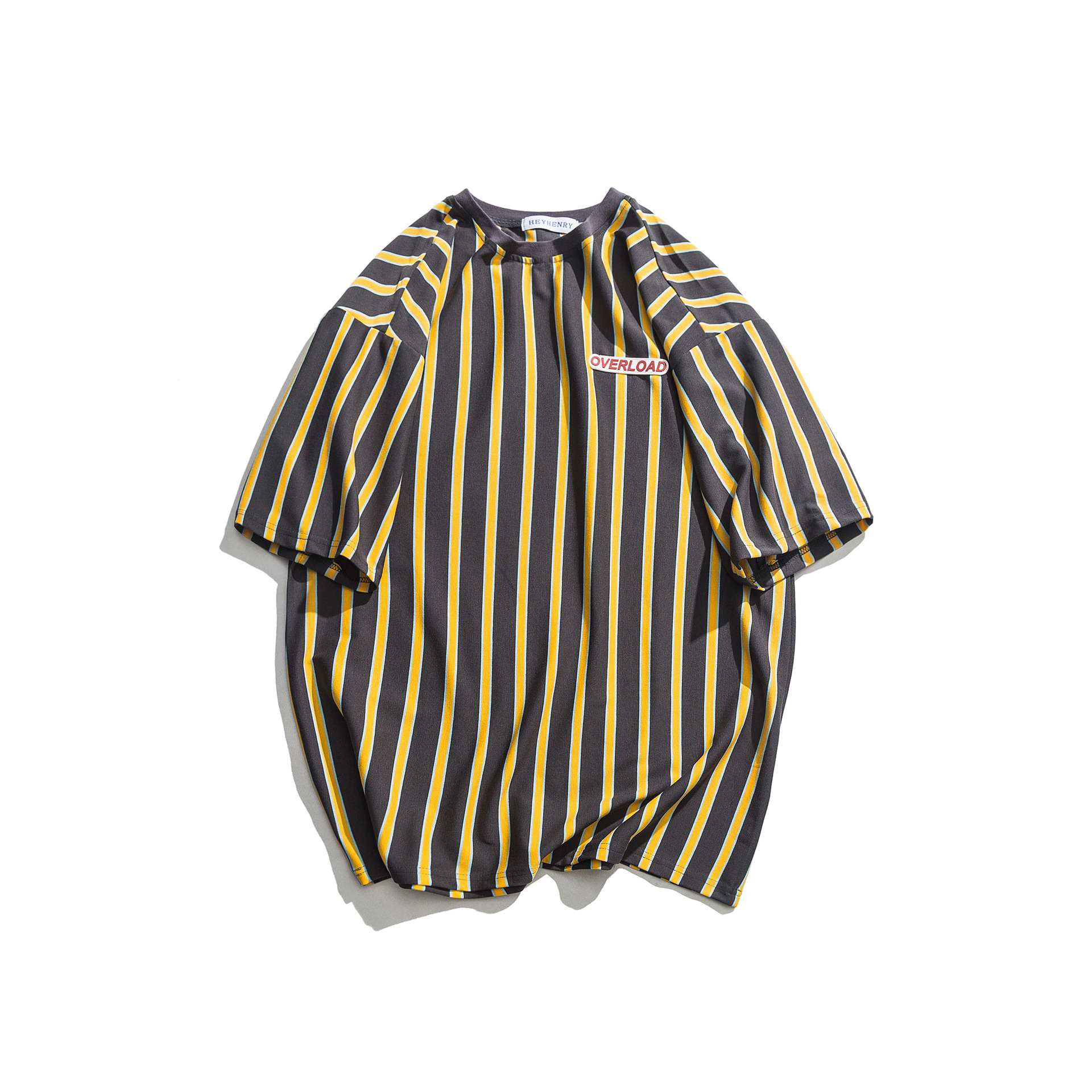 Title 2, Loose vertical striped short sleeve shirt for u...