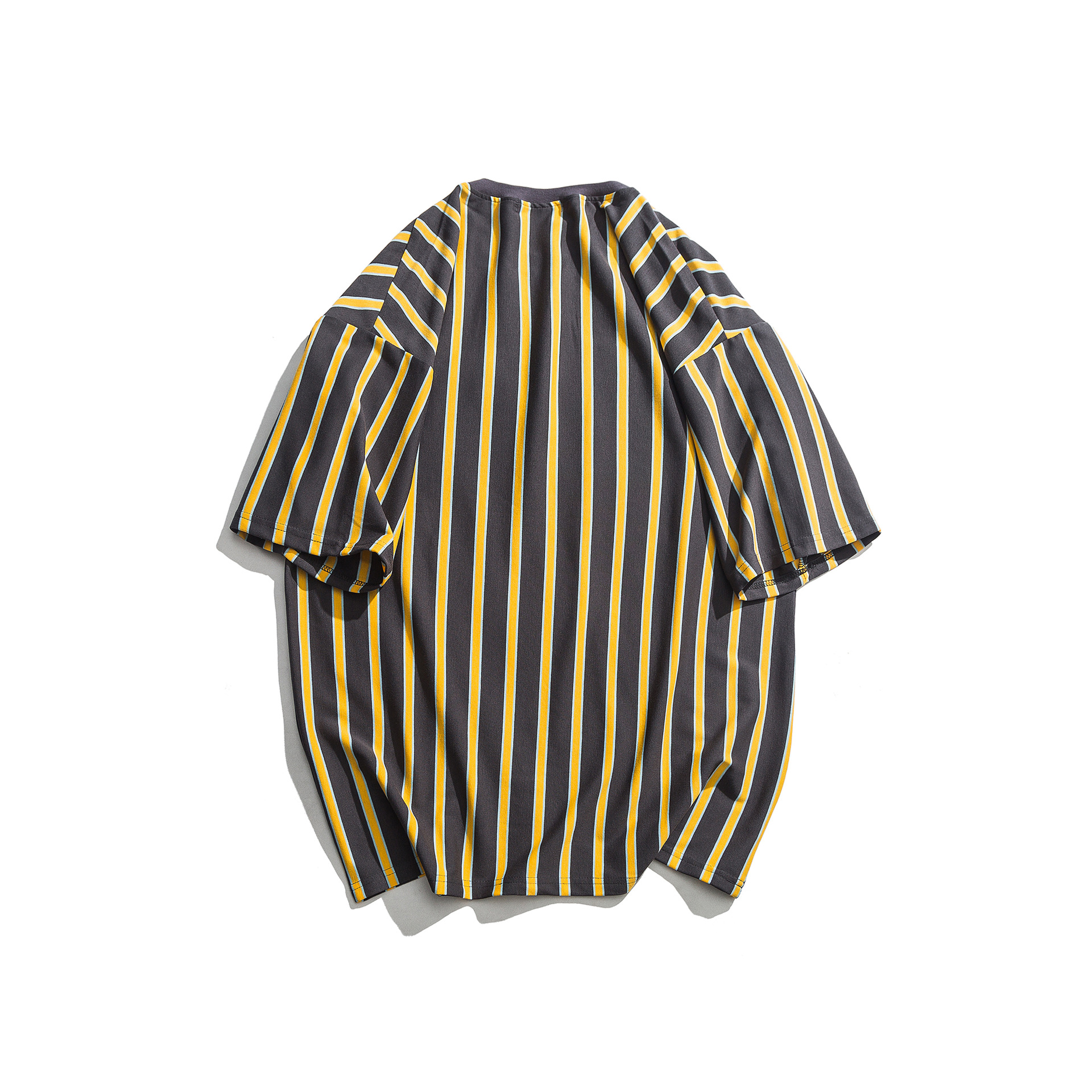 Title 3, Loose vertical striped short sleeve shirt for u...