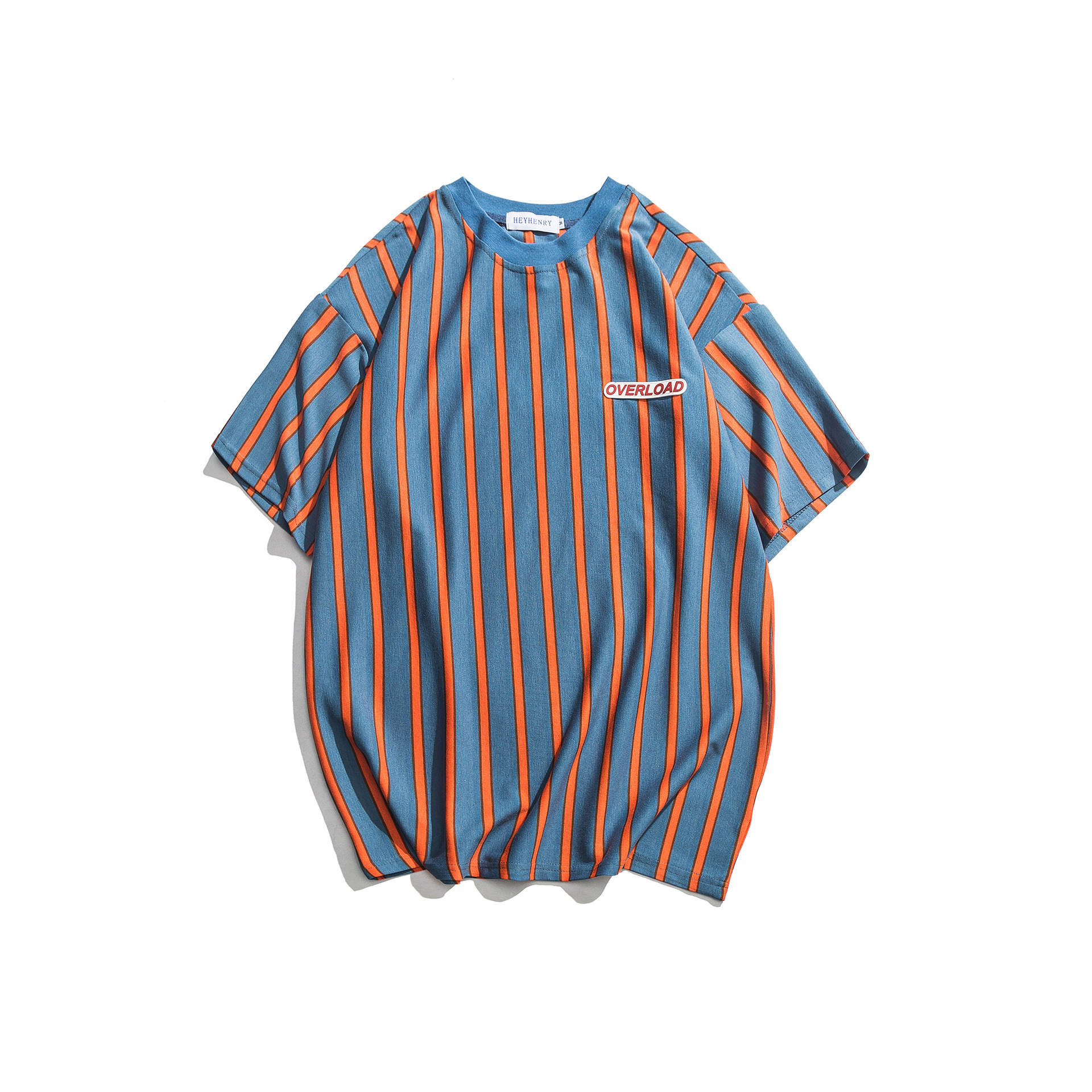 Title 4, Loose vertical striped short sleeve shirt for u...