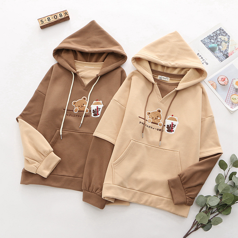 Title 4, College Style Embroidery Milk Tea Bear Cashmere...