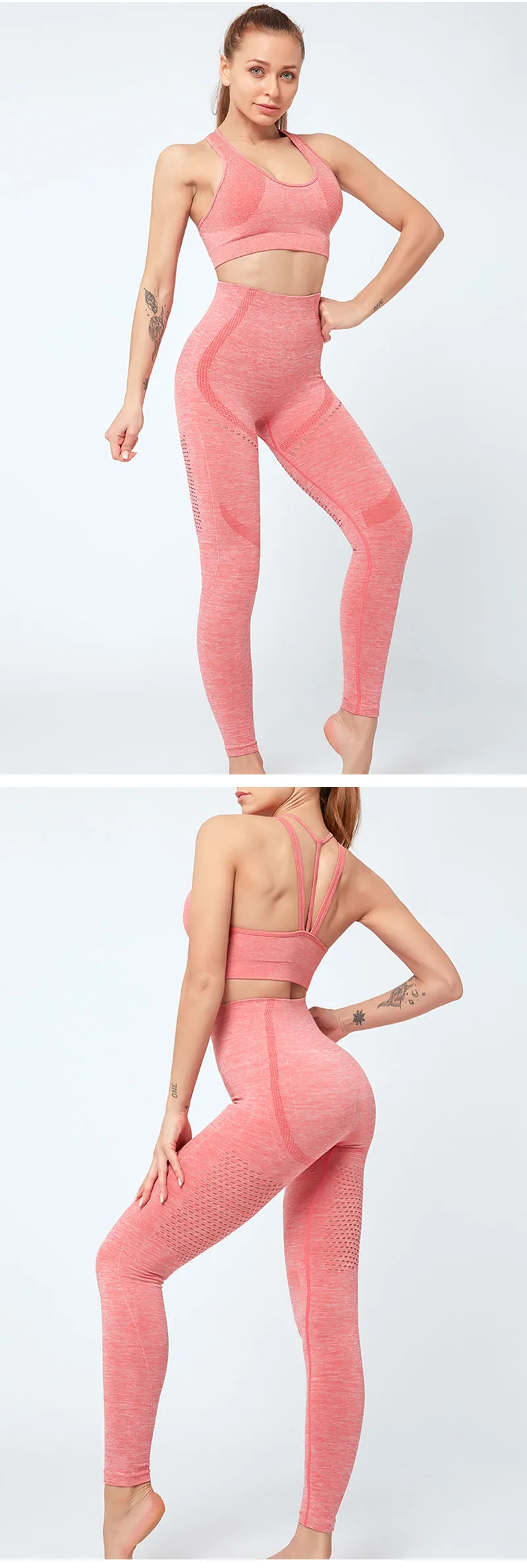 Ptsports seamless yoga wear sets yoga gym set wholesale athletic wear fitness seamless yoga set for women