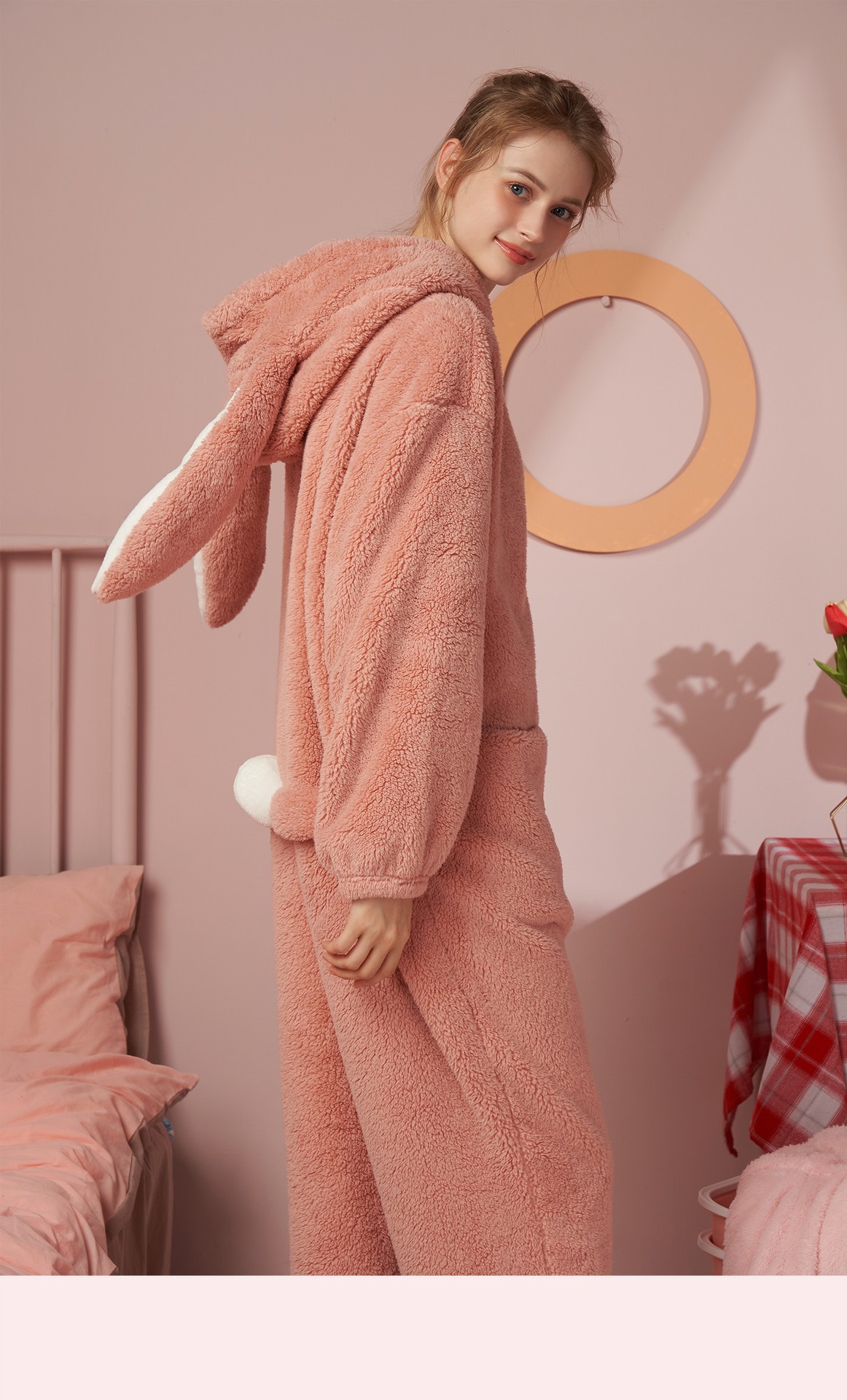 Title 2, Rabbit Ear Pajamas Ladies One-piece Suit Warm C...