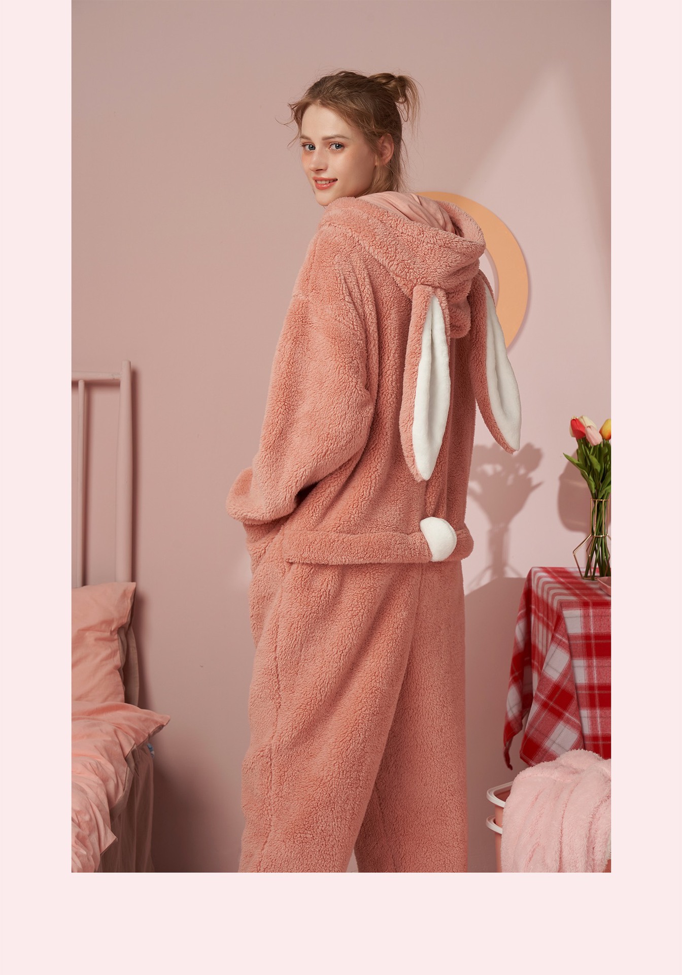 Title 4, Rabbit Ear Pajamas Ladies One-piece Suit Warm C...