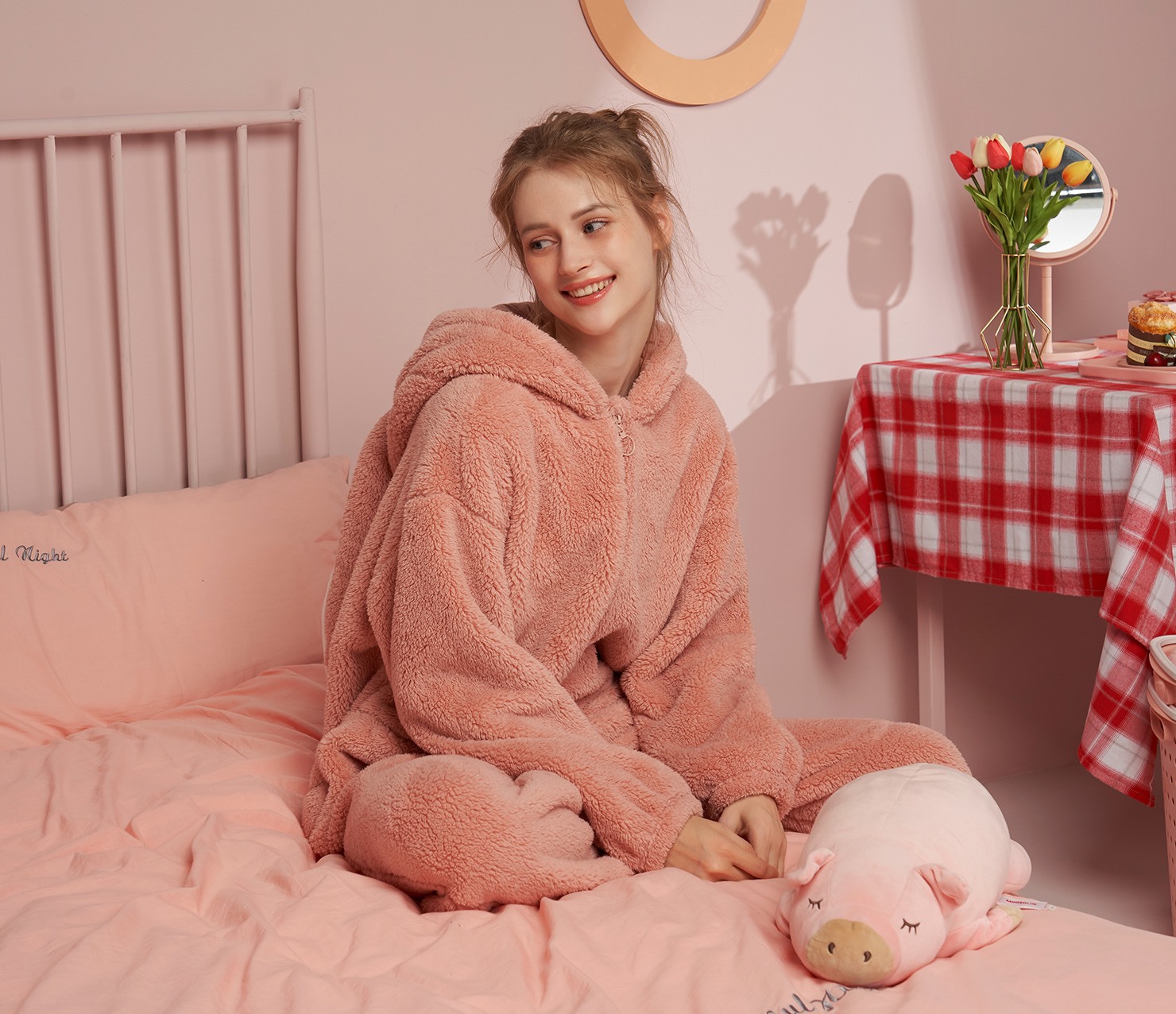 Title 6, Rabbit Ear Pajamas Ladies One-piece Suit Warm C...