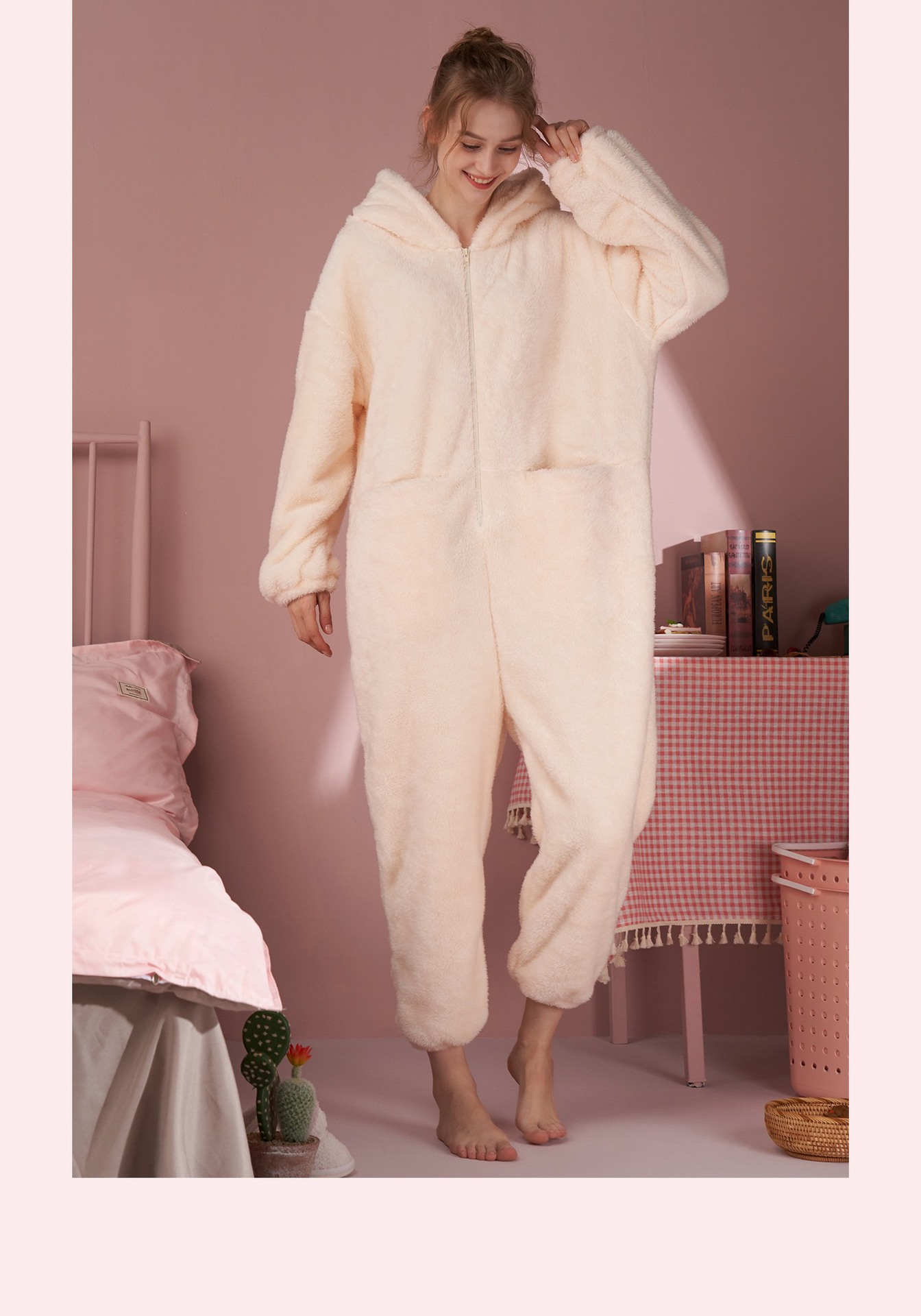 Title 11, Rabbit Ear Pajamas Ladies One-piece Suit Warm C...