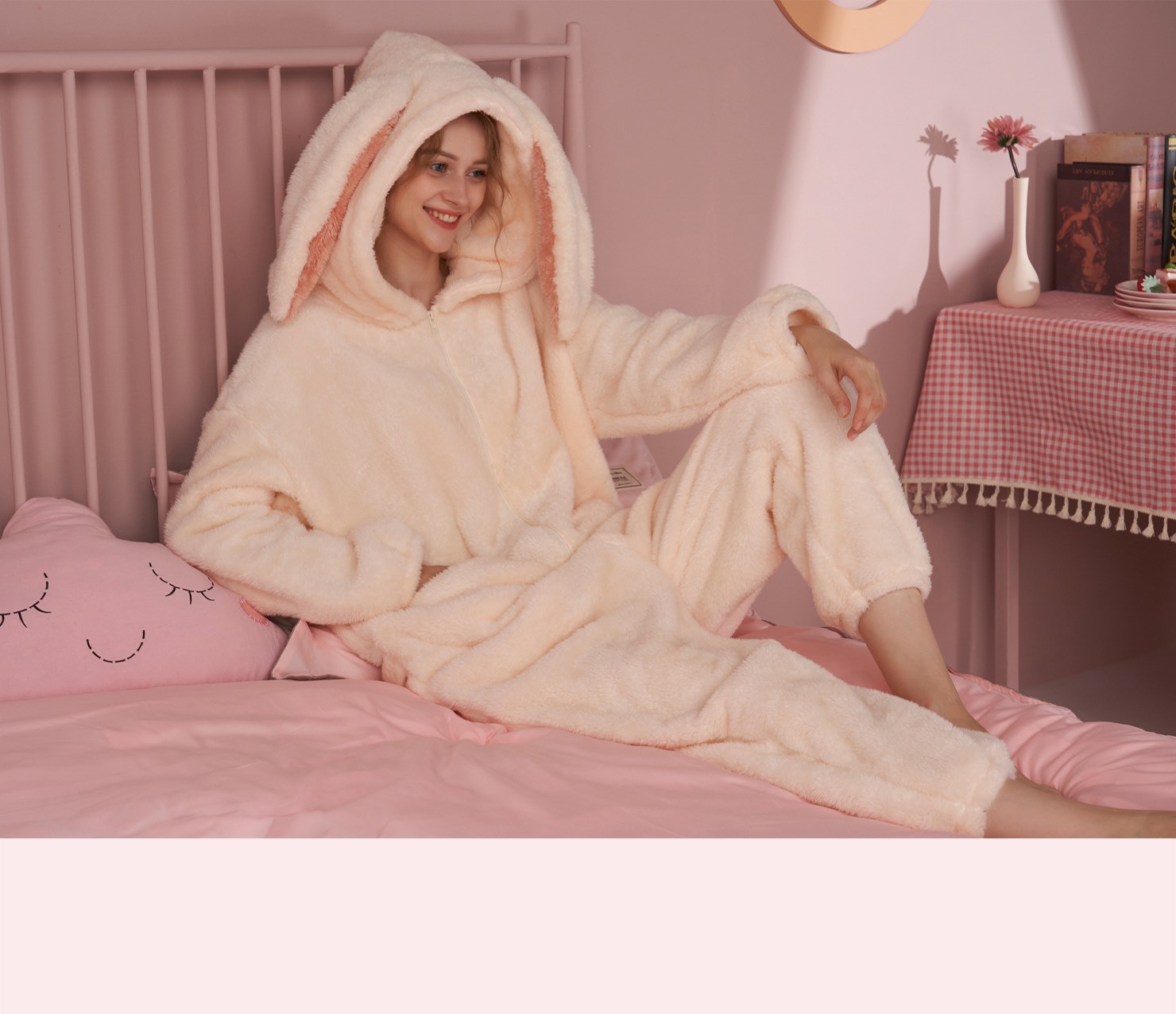 Title 12, Rabbit Ear Pajamas Ladies One-piece Suit Warm C...