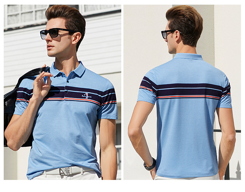 Title 2, Striped Lapel Mens T-shirt, offering a perfect...