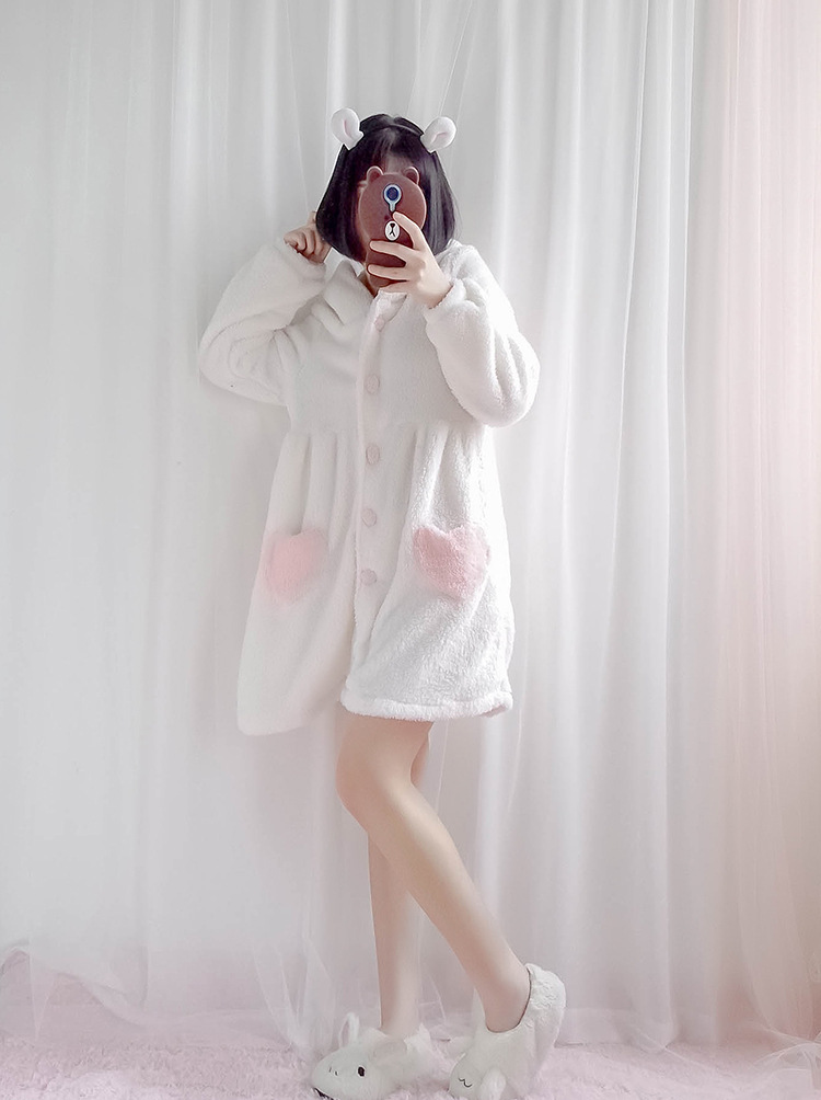 Title 2, Rabbit ear love pocket Plush home coat