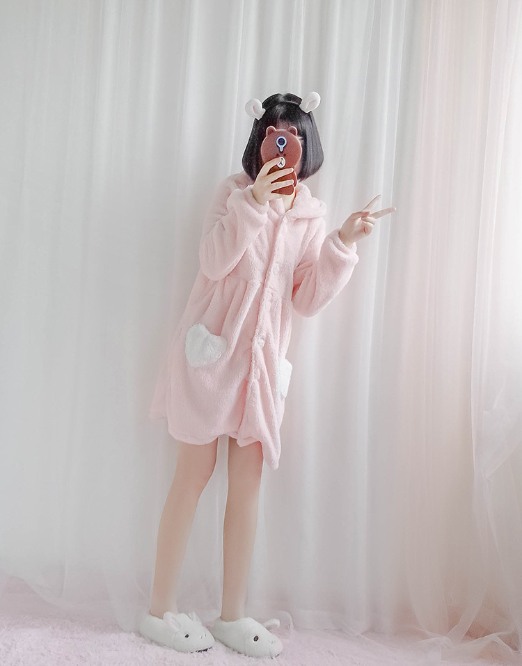 Title 5, Rabbit ear love pocket Plush home coat