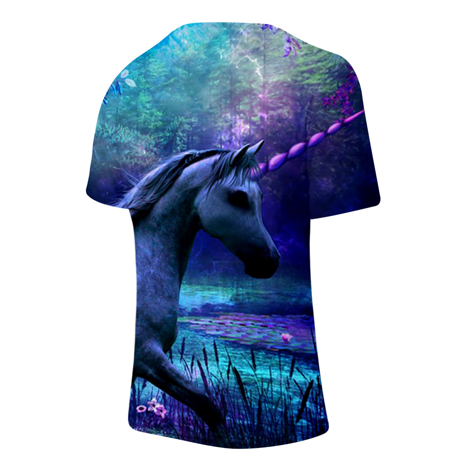 Title 5, Unicorn 3D digitale print T-shirt met korte mou...