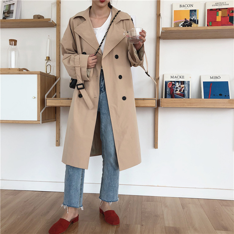 Title 2, Trench coat casual coreano com abotoamento dupl...