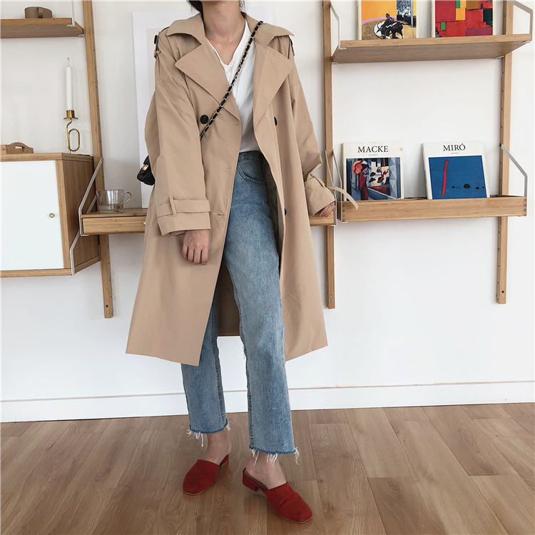 Title 5, Trench coat casual coreano com abotoamento dupl...