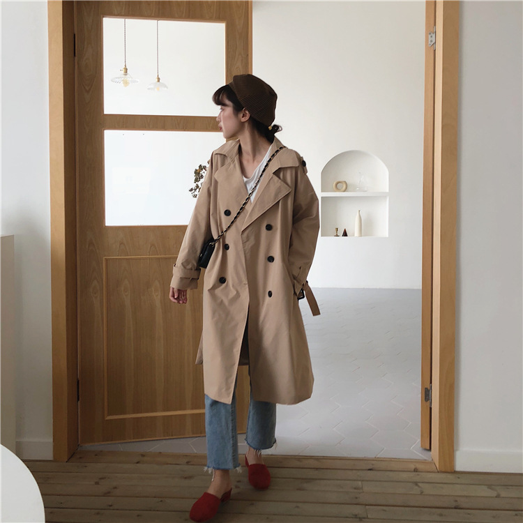 Title 10, Trench coat casual coreano com abotoamento dupl...