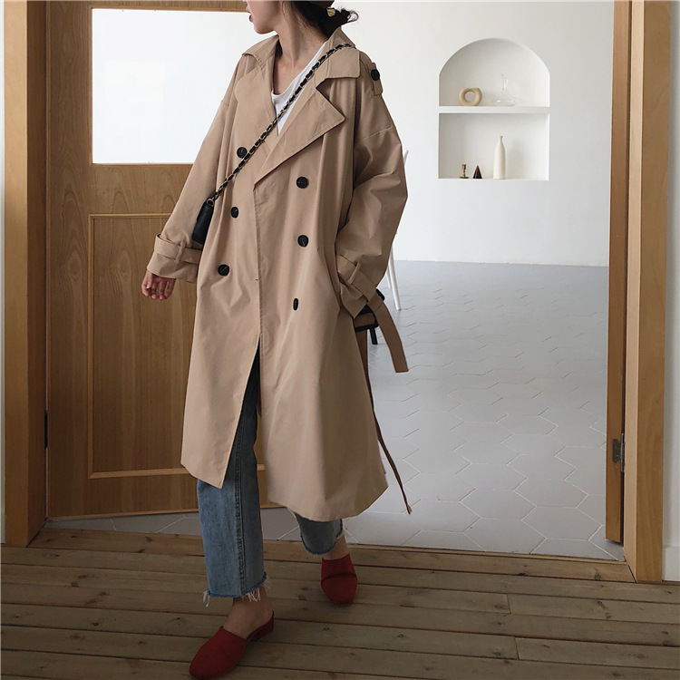 Title 11, Trench coat casual coreano com abotoamento dupl...