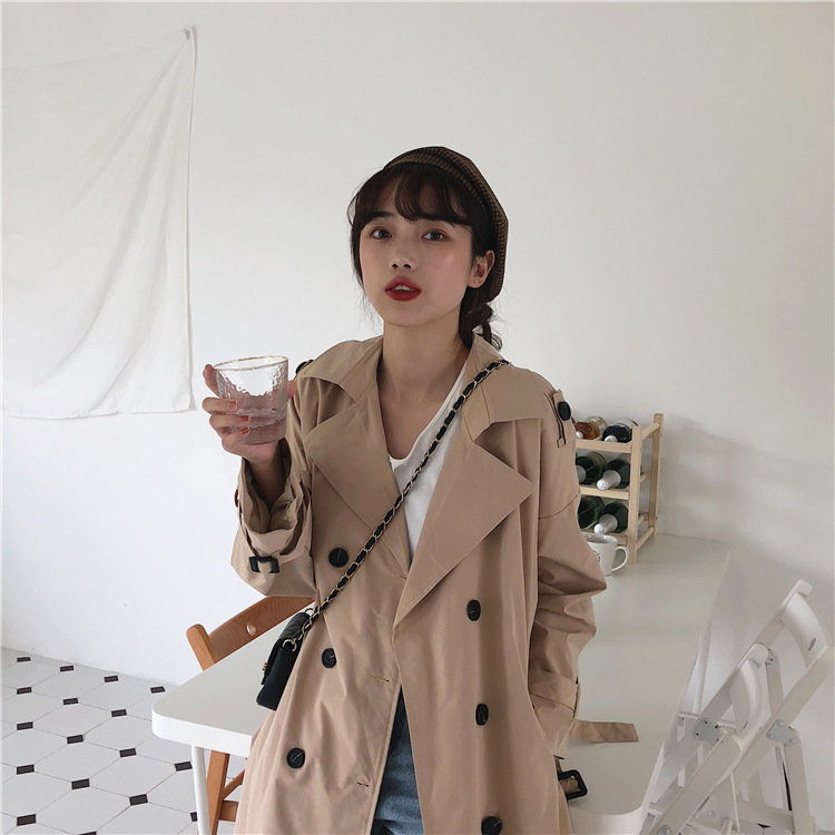 Title 15, Trench coat casual coreano com abotoamento dupl...