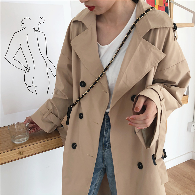 Title 16, Trench coat casual coreano com abotoamento dupl...