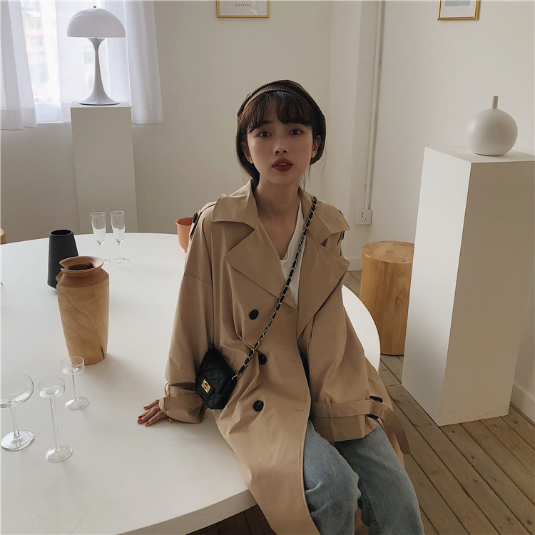 Title 17, Trench coat casual coreano com abotoamento dupl...