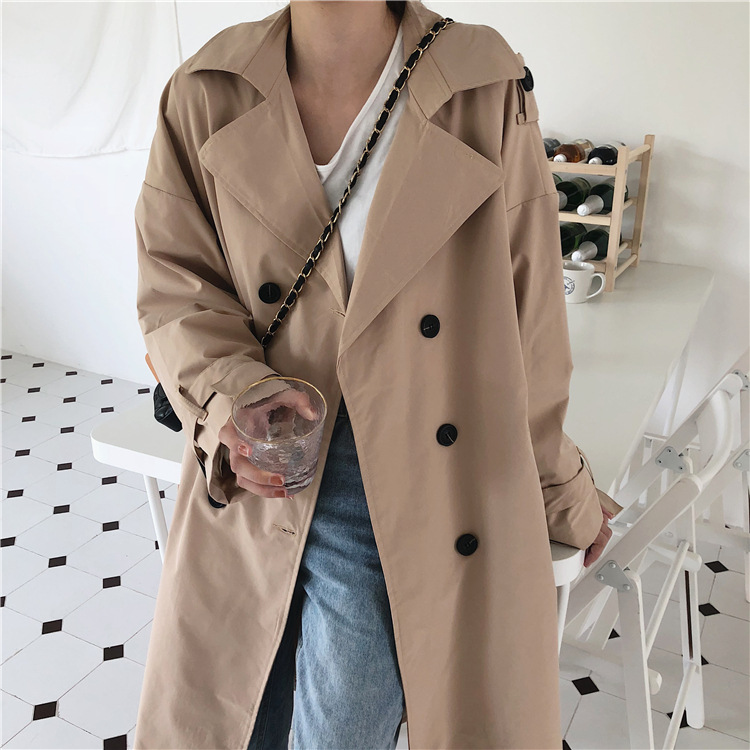 Title 19, Trench coat casual coreano com abotoamento dupl...