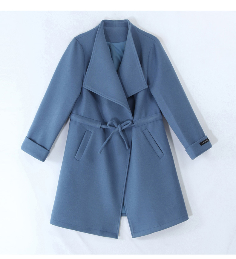 Title 4, Feminine wool coat with lapel, waist-defining d...