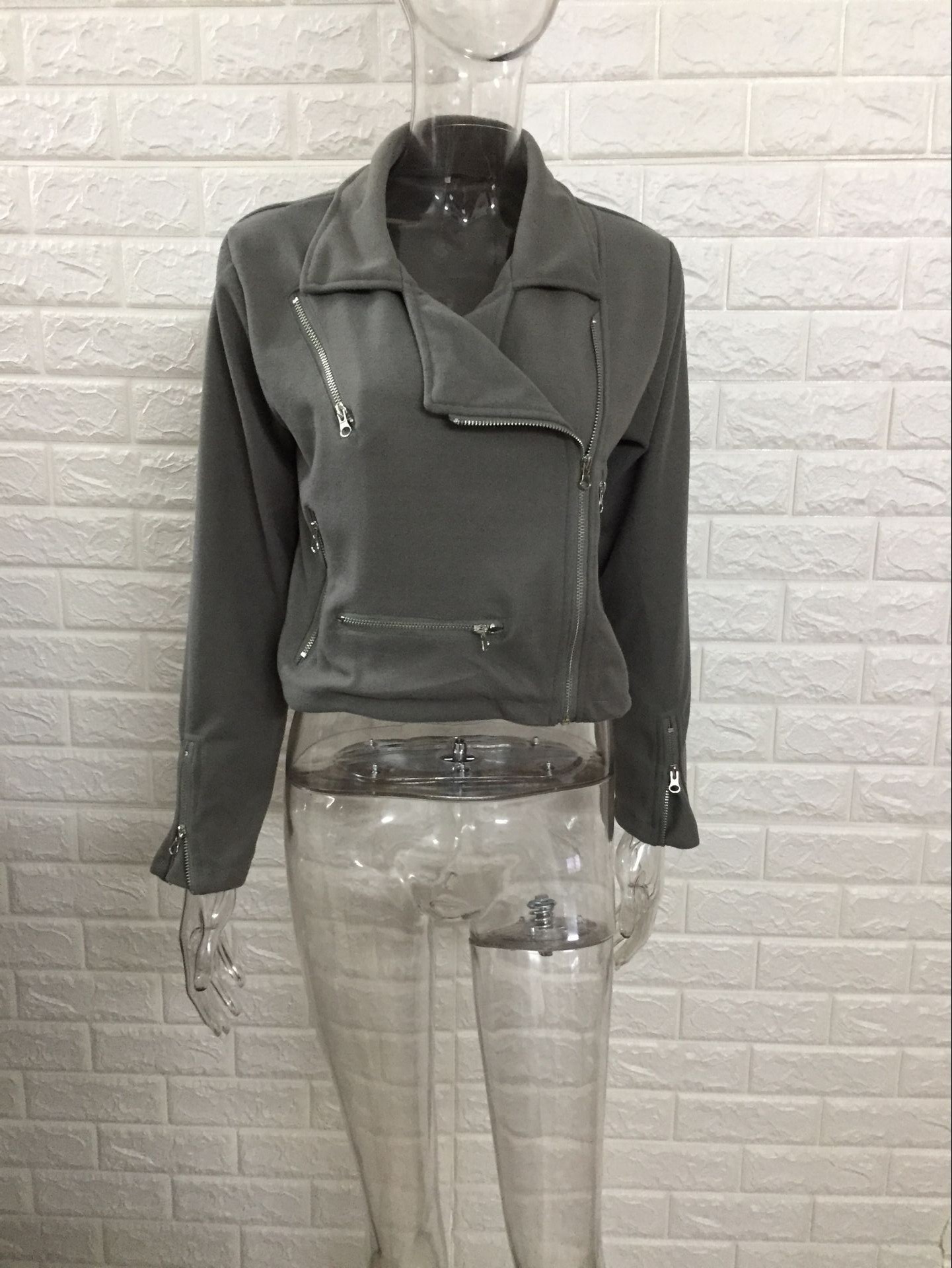 Title 21, Lapel short top with multiple zips, designed fo...