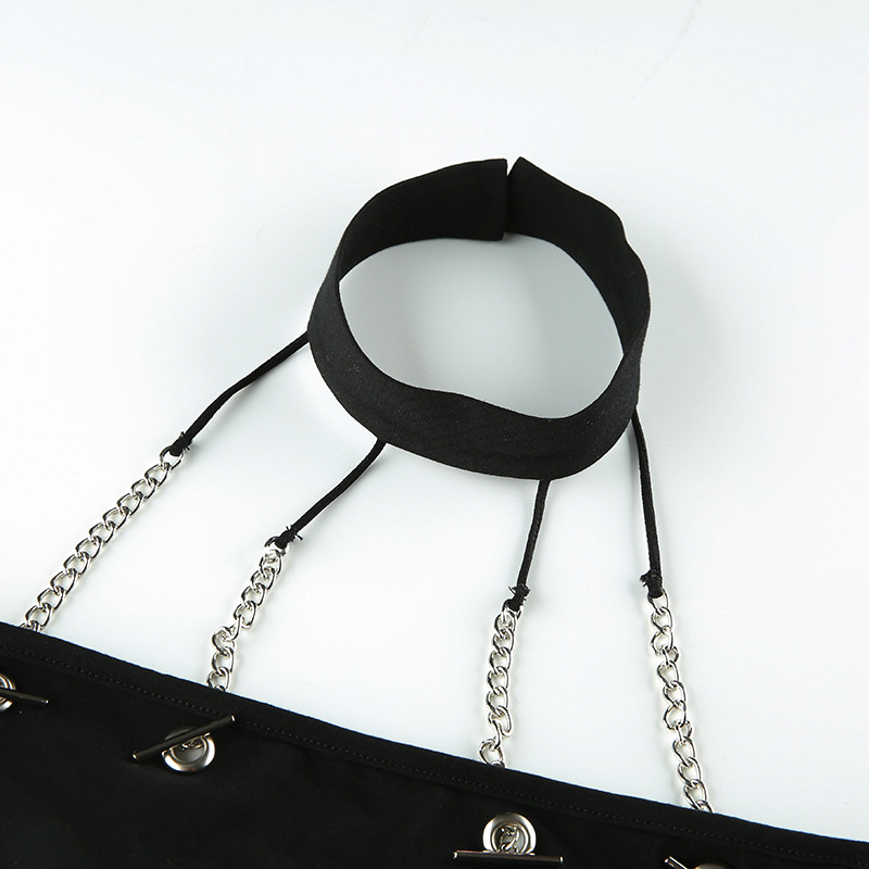 Title 14, Short sleeve halter chain vest