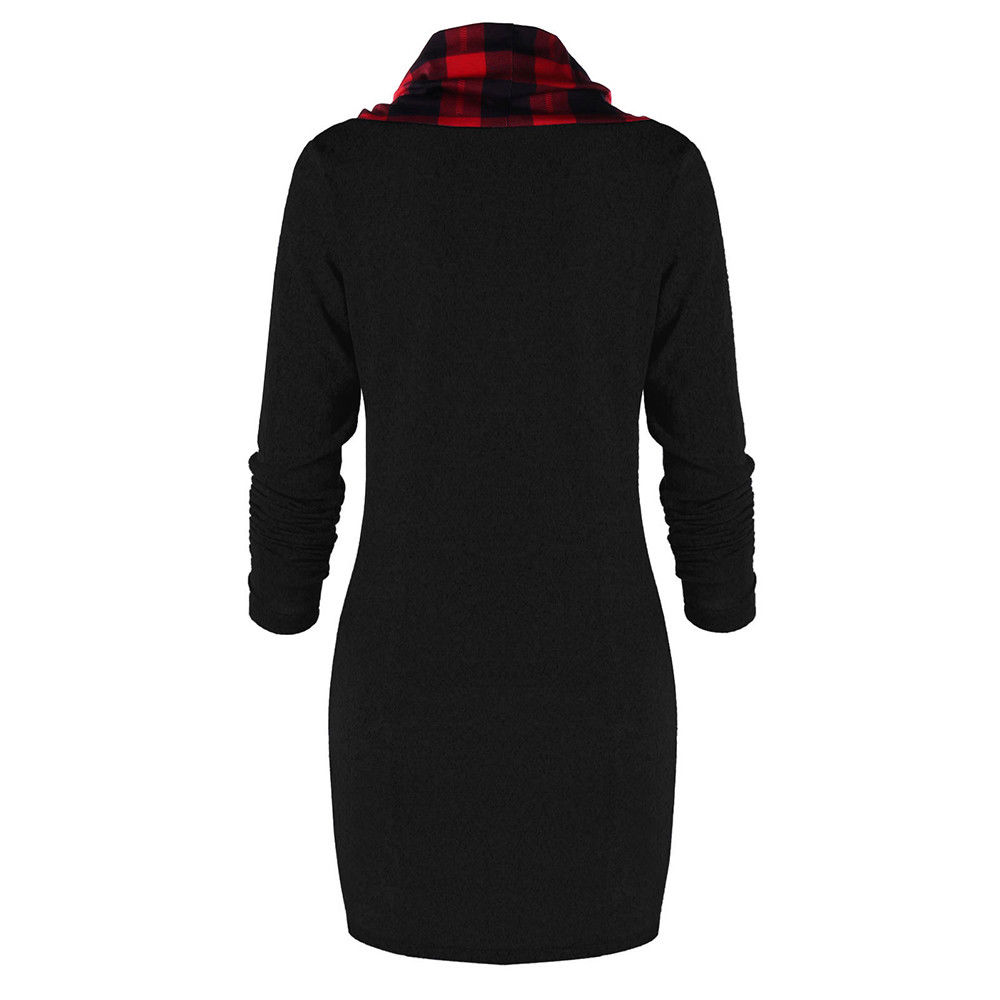 Title 4, Checked panel turtleneck button dress