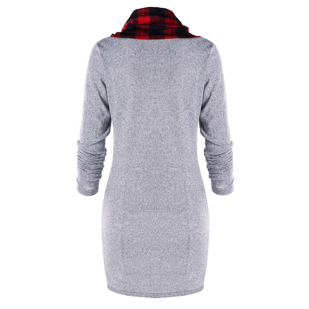 Title 7, Checked panel turtleneck button dress