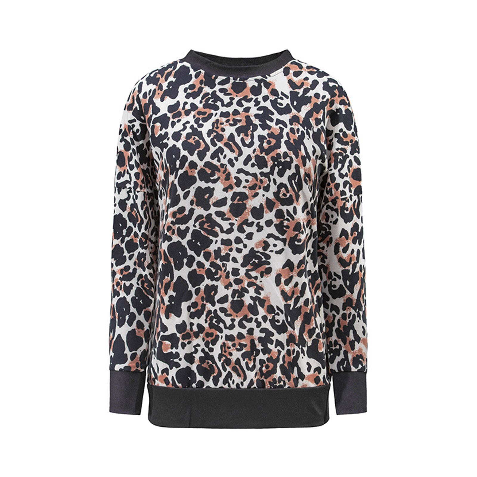 Title 7, Leopard print stitching long-sleeved loose sweater