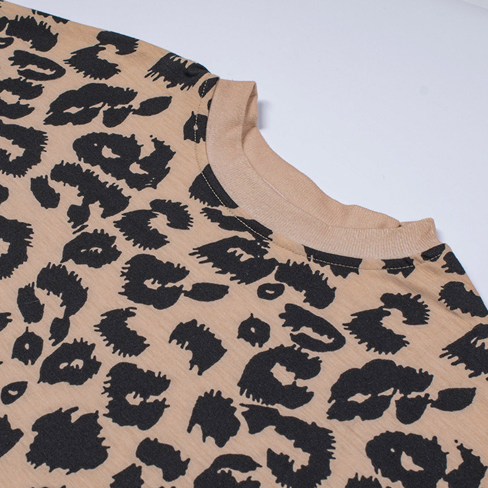 Title 12, Leopard print stitching long-sleeved loose sweater