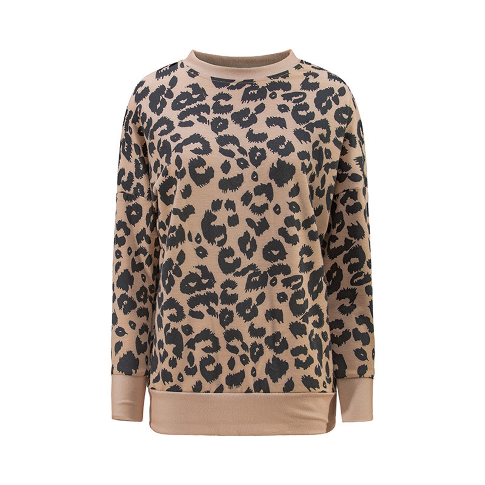 Title 13, Leopard print stitching long-sleeved loose sweater