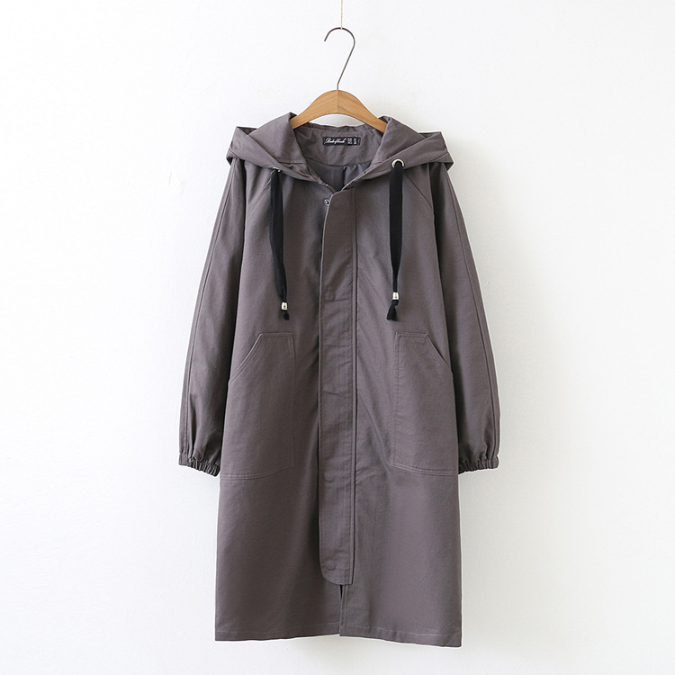 Title 4, Thin hooded long windbreaker casual long coat