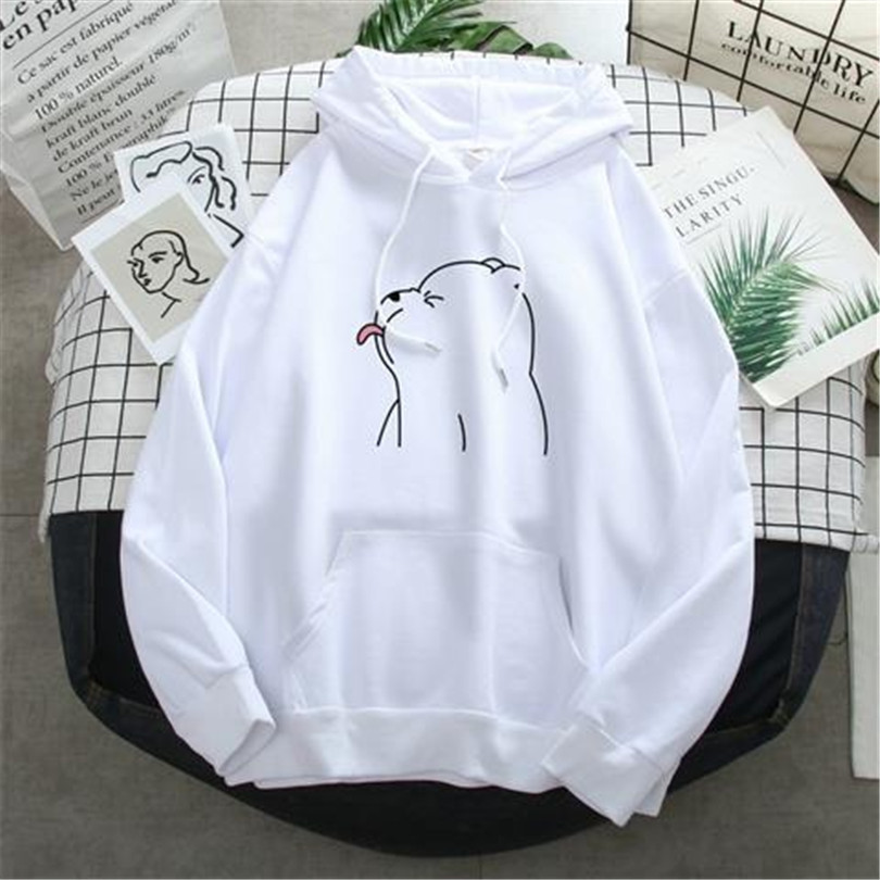 Title 2, Bear print hooded sports sweatshirt