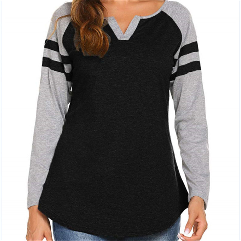 Title 7, Multicolor Striped Stitching Long Sleeve T-shirt